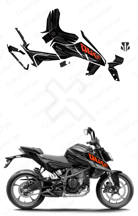 Dark Blood Edition Full Body Sticker Compatible with Duke 390 Gen 3 | Made in Premium Gloss Vinyl with FPF (Fade Protection Film), Waterproof, Precut Sticker, Pack Of 1 Compatible with Both Side